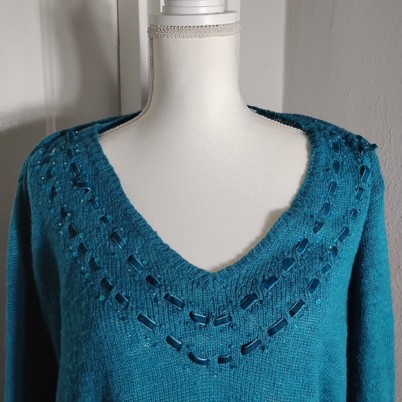 Plus Size Veranesi Teal Women's Sweater - Picture 11 of 11